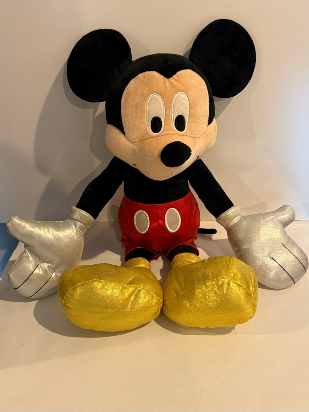 Disney Mickey Mouse Large Plush Pillow Buddy Jay Franco Metallic Gold Silver 18"